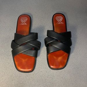 Vince Camuto Slide Sandals Crisscross Black Straps